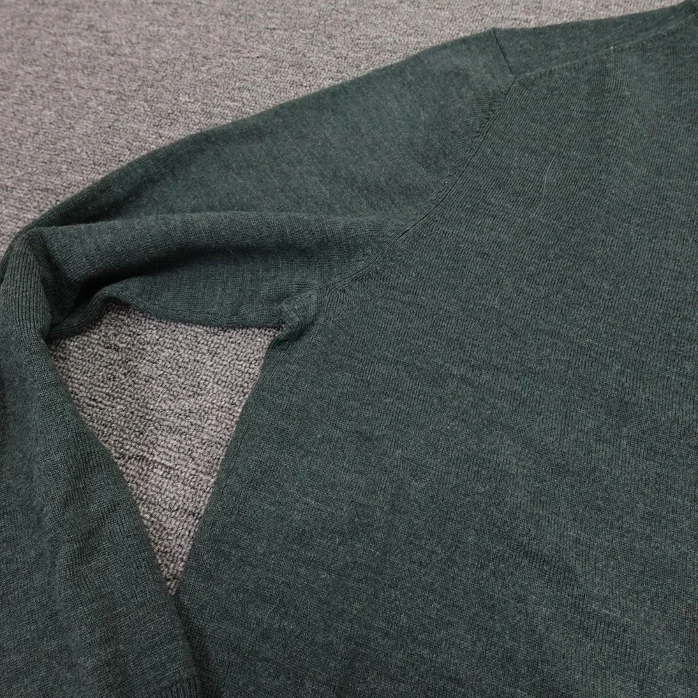Brooks Brothers Sweater Mens Medium Green V Neck 100% Saxxon Wool Knit Pullover